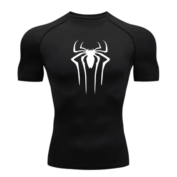 Spider-Man Siyah Kısa Kollu Compression T-Shirt