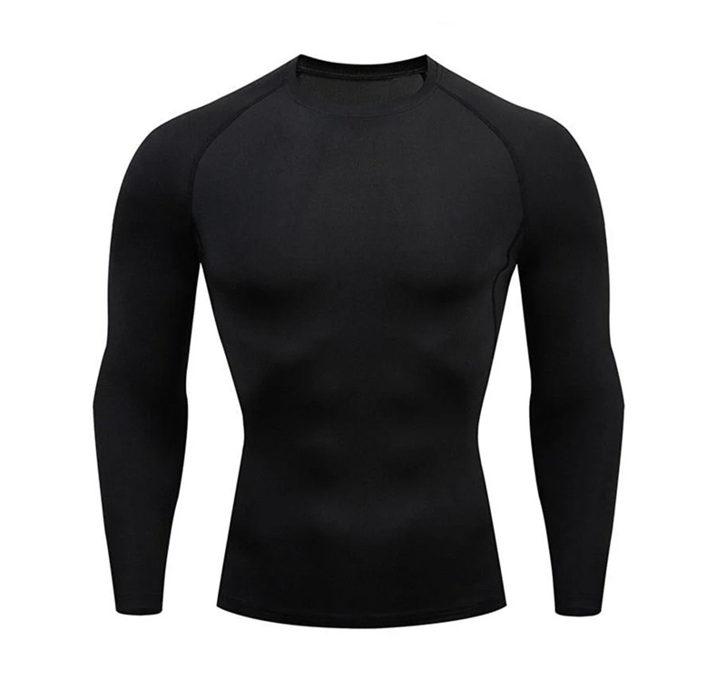 Baskısız Siyah Uzun Kollu Compression T-Shirt