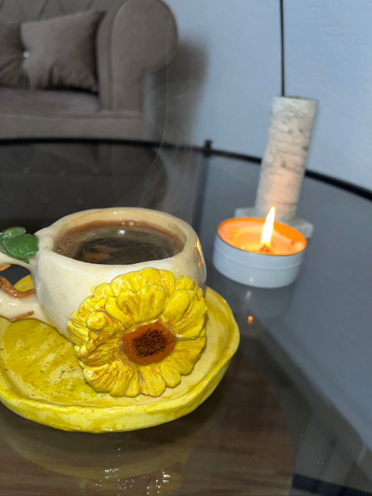 Seramik papatyalı fincan 