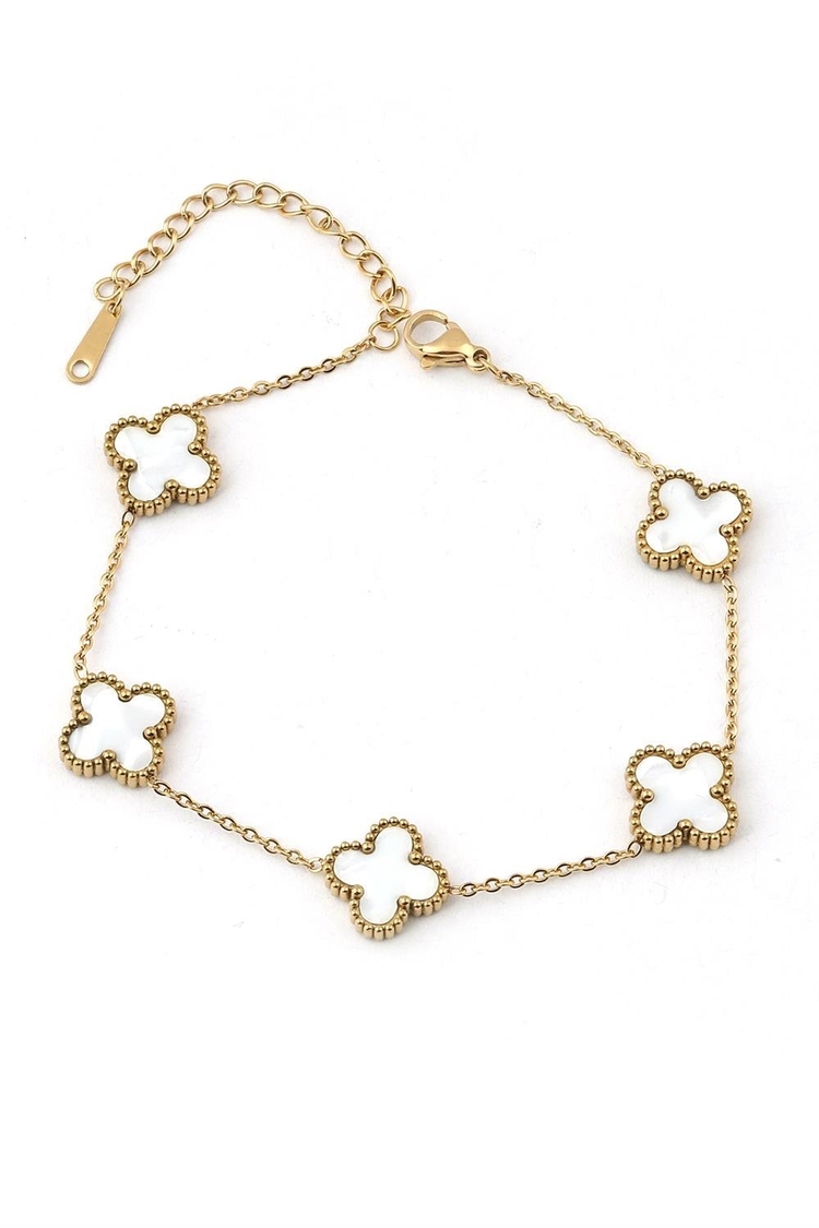 Beyaz Gold Van Cleef Çelik Bileklik