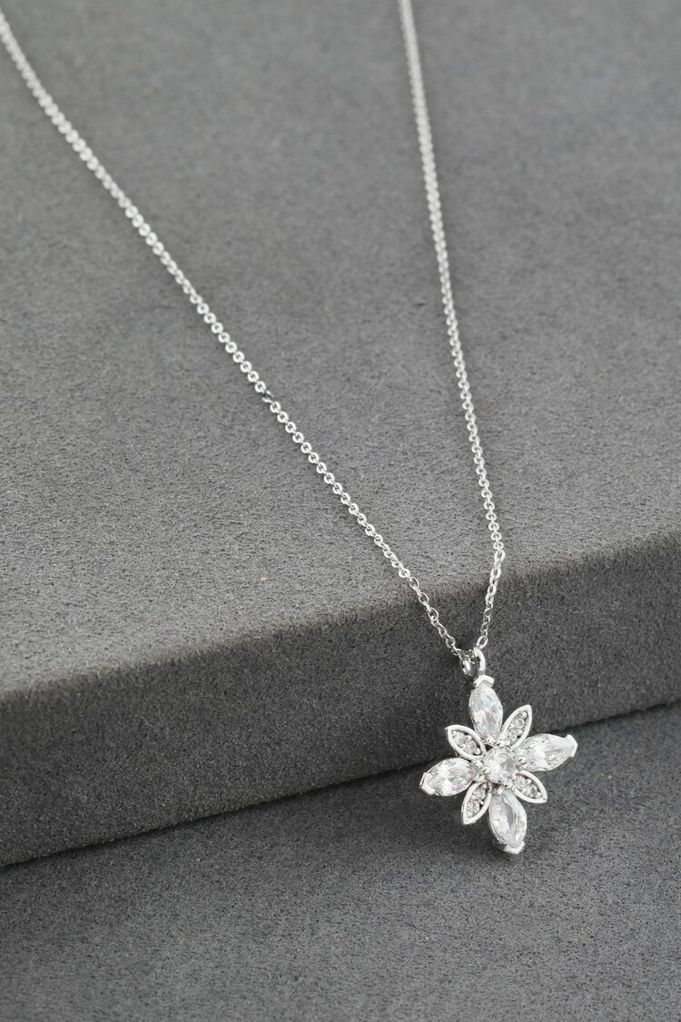 Lotus Çiçeği Kolye Silver 45 cm