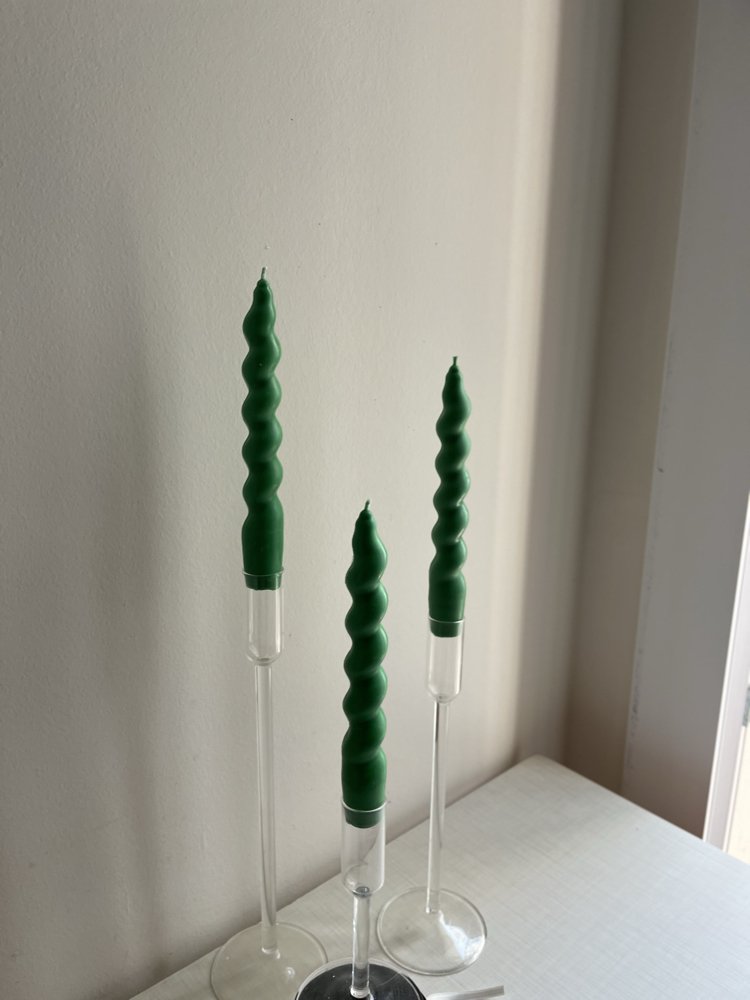 3’lü Yeşil Spiral Şamdan Mumu