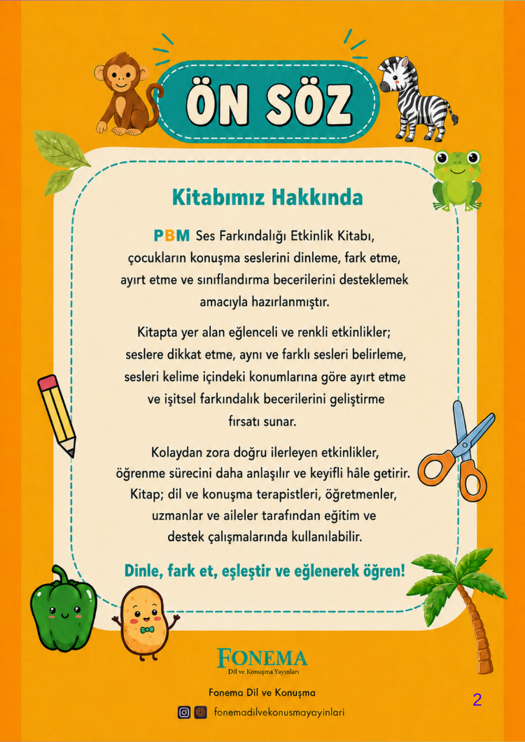 P-B-M Sesleri Ses Farkındalığı ve Üretim Etkinlik Kitabı