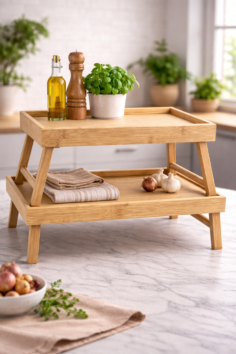 Doğal Bambu Sehpa (Tekli) – Minimal Yan Sehpa, Dekoratif Mini Masa, Salon ve Balkon İçin