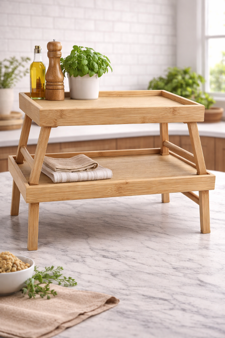 Doğal Bambu Sehpa (Tekli) – Minimal Yan Sehpa, Dekoratif Mini Masa, Salon ve Balkon İçin