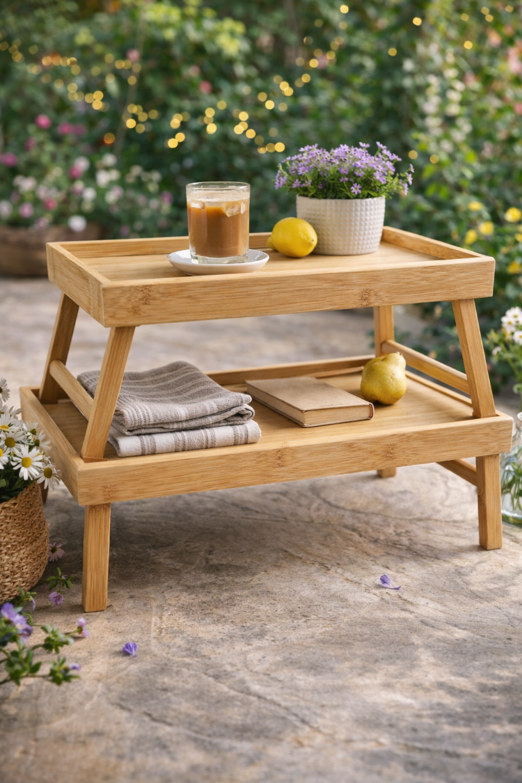 Doğal Bambu Sehpa (Tekli) – Minimal Yan Sehpa, Dekoratif Mini Masa, Salon ve Balkon İçin