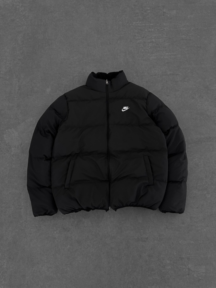 Nakışlı Çift Taraflı Oversize Kürklü Mont (Siyah / Beyaz)