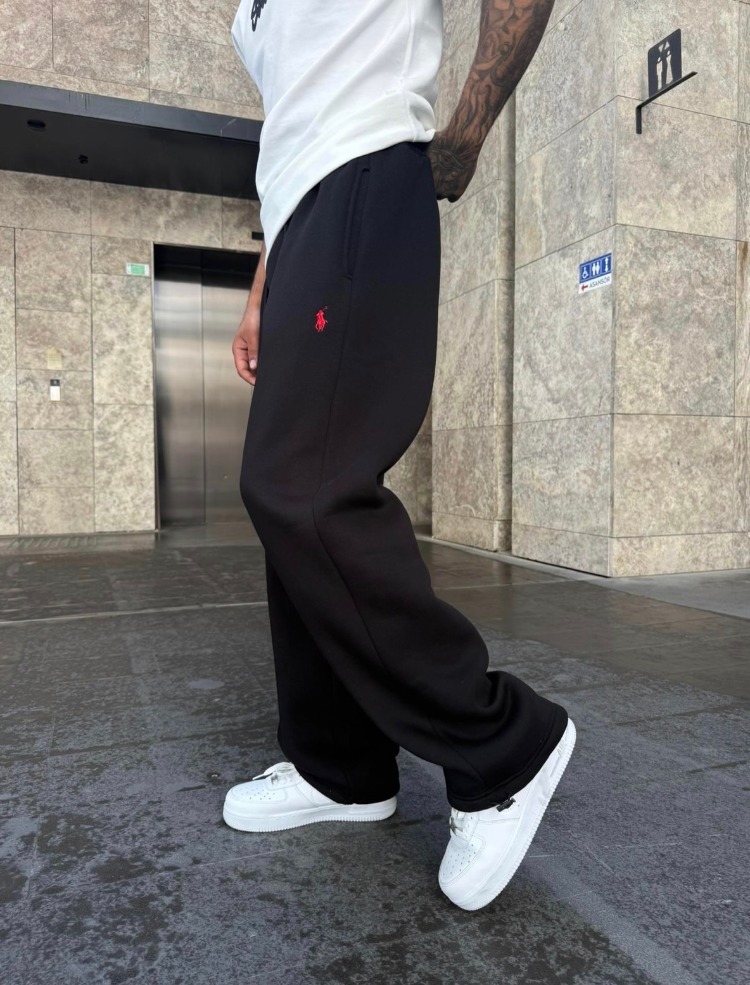 Nakışlı Üç İplik Şardonlu Baggy Eşofman Altı
