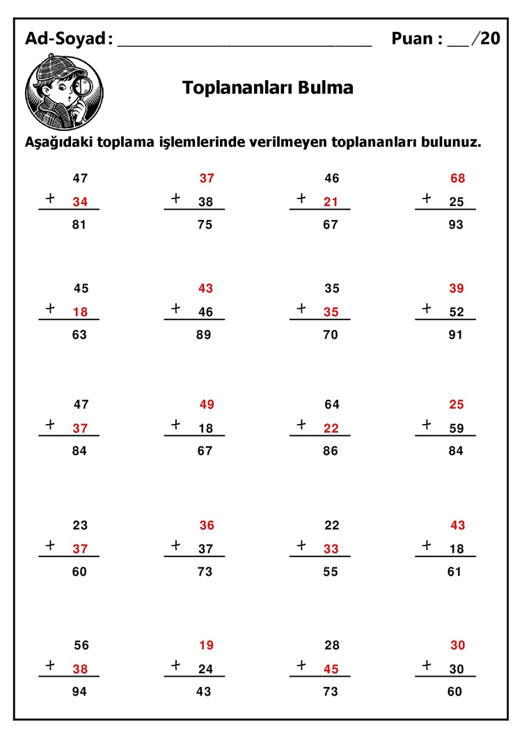 10 adet 2.Sınıf Toplananları Bulma İşlemleri - Hemen İndirilebilir