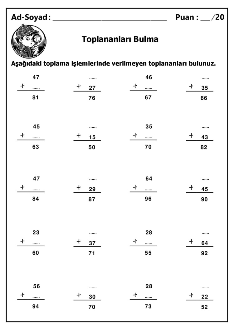 10 adet 2.Sınıf Toplananları Bulma İşlemleri - Hemen İndirilebilir