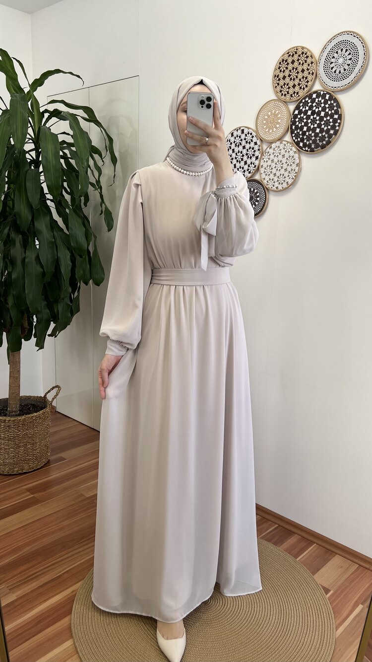 Frezya Elbise - Bej