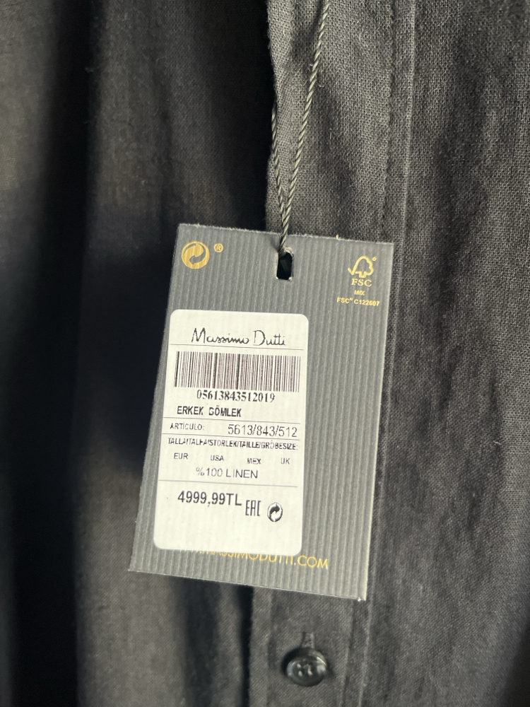Massimo Dutti %100 Keten Erkek Gömlek Siyah – Premium Yazlık