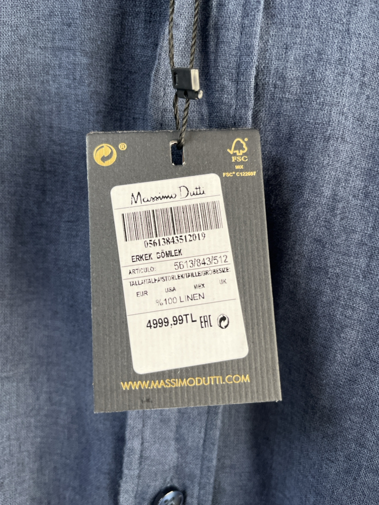 Massimo Dutti %100 Keten Erkek Gömlek Lacivert – Premium Yazlık