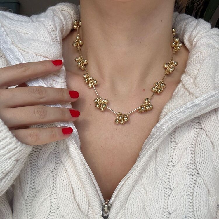 Altın Kaplama Çoklu Topçuk Model Gold Kolye 