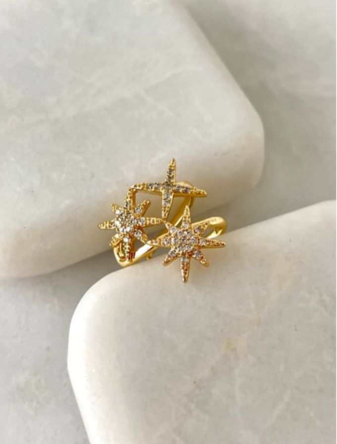 Altın Kaplama Üçlü Yıldız Model Gold Kıkırdak Küpe 