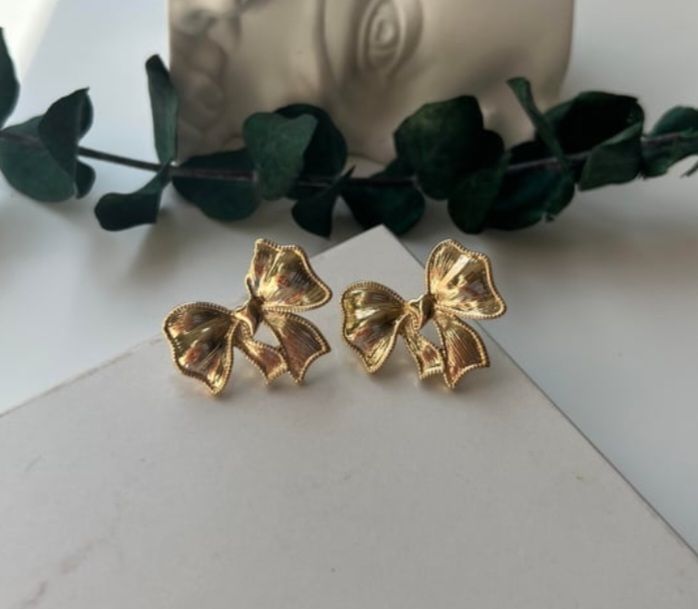 Altın Kaplama Fiyonk Model Gold Küpe 