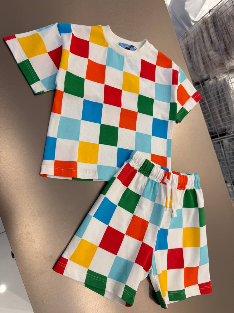 La’ciel Paris Unisex Renkli Damalı Takım