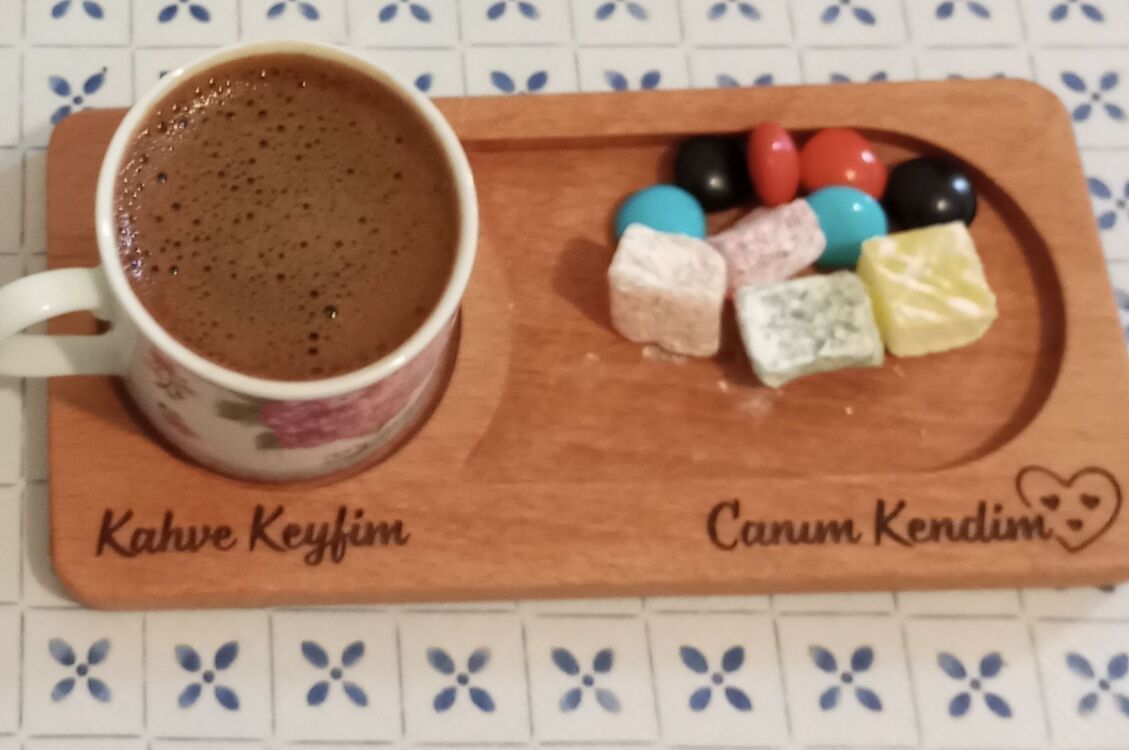 Ahşap kahve sunumluk