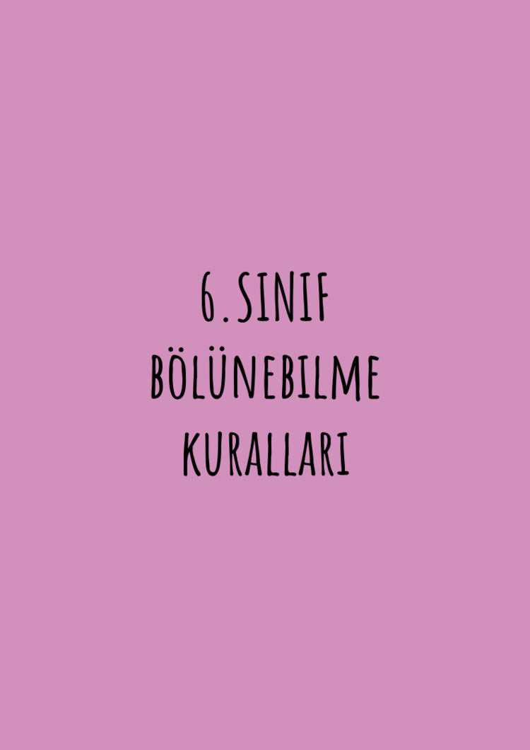 6.SINIF BÖLÜNEBİLME KURALLARI