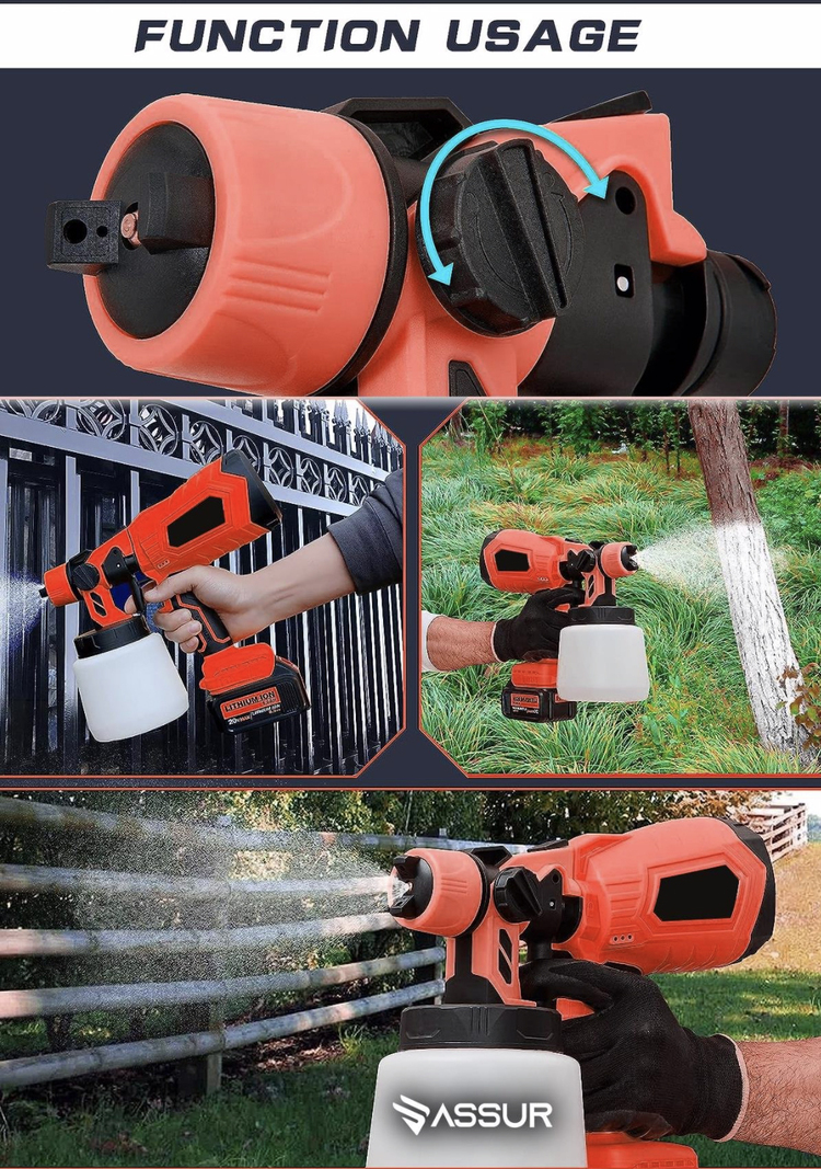 Assur Profesyonel 21V Çift Akülü 300 Mm Vernik Sprey Boya Püskürtme Makinesi