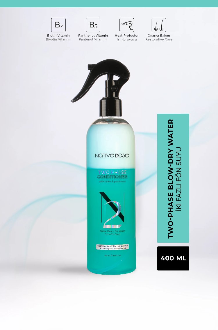 NATİVE BASE
BIOTIN&PANTHENOL İÇERİKLİ ÇİFT FAZLI FÖN SUYU