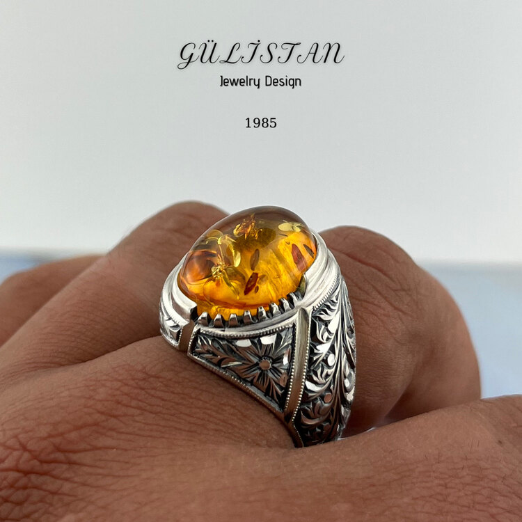 “Gülistan” kalem işi gümüş yüzük