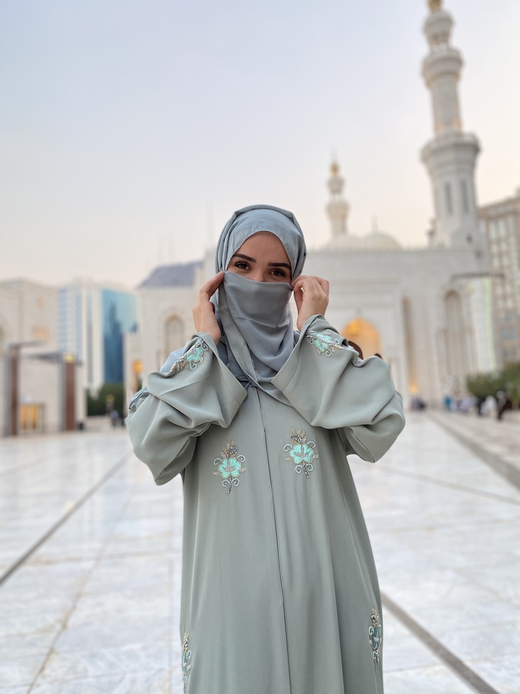 Mavi Dubai abaya şal takım