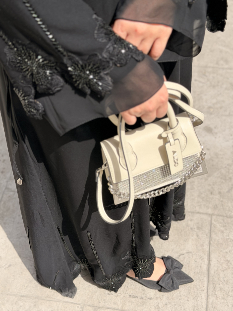 Çiçek abaya siyah