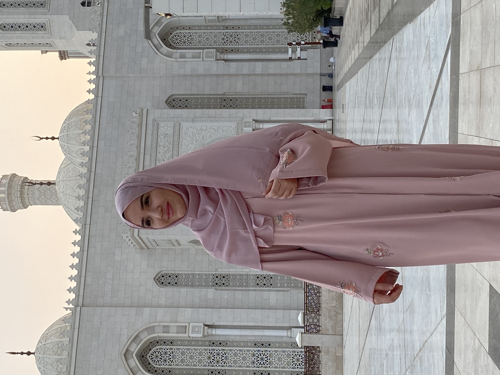 Pembe Dubai abaya şal takım