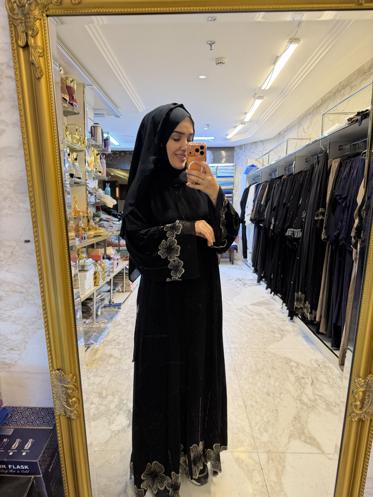 SİYAH GOLD ÇİÇEK ABAYA