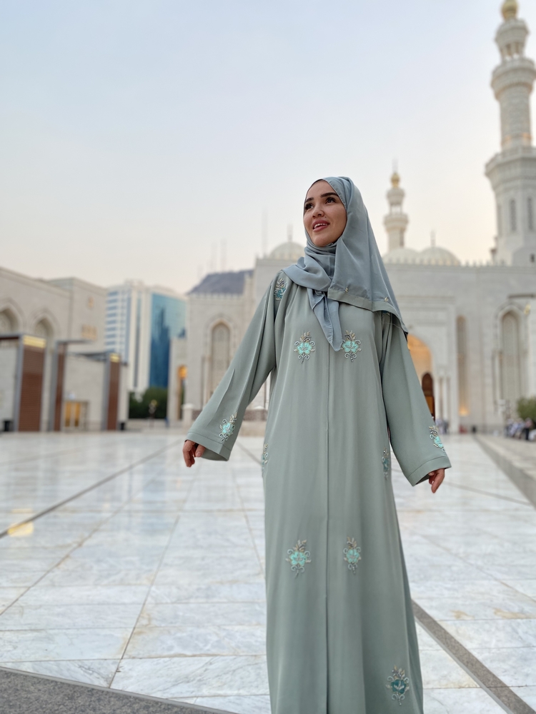 Mavi Dubai abaya şal takım