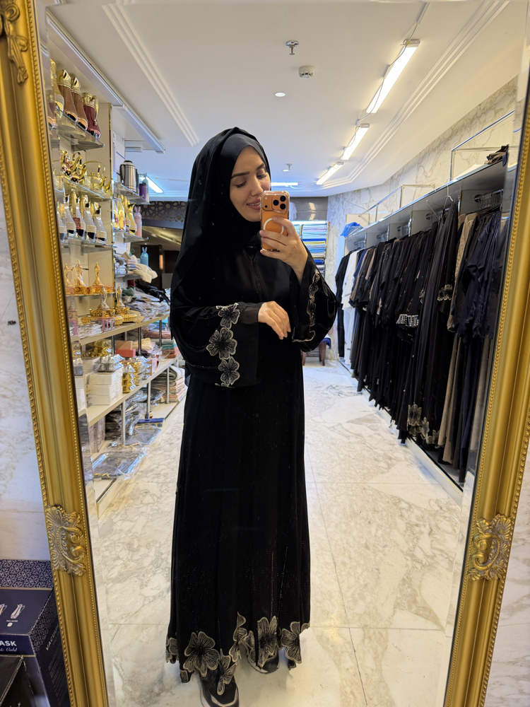 SİYAH GOLD ÇİÇEK ABAYA