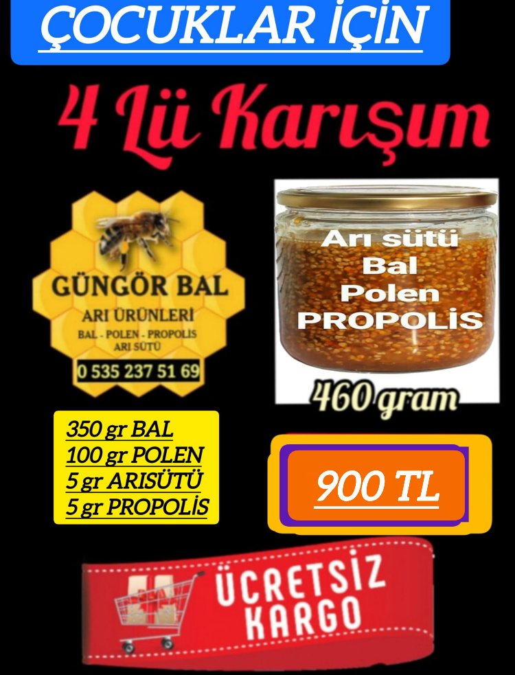 ÇOCUKLAR için 460 Gr.Arı sütü Bal Polen Propolis Karışımı