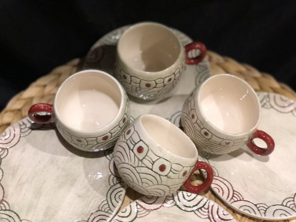 El Yapımı Seramik Türk Kahvesi Fincanı