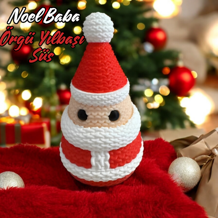 Noel Baba Örgü Yılbaşı Süsü 3D