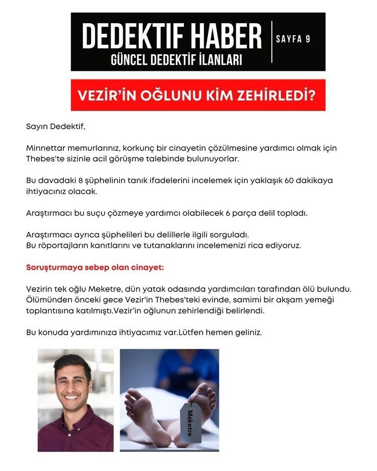 Anında Teslim (İndirilebilir) | Dijital Dedektif Oyunu Antik Mısır Davası PDF Versiyon