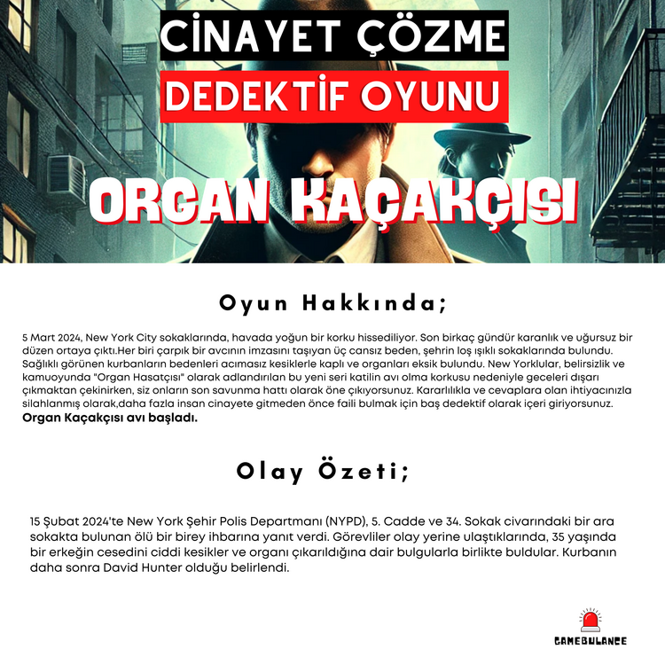 Anında Teslim (İndirilebilir) | Dijital Dedektif Oyunu Organ Kaçakçısı Davası PDF Versiyon