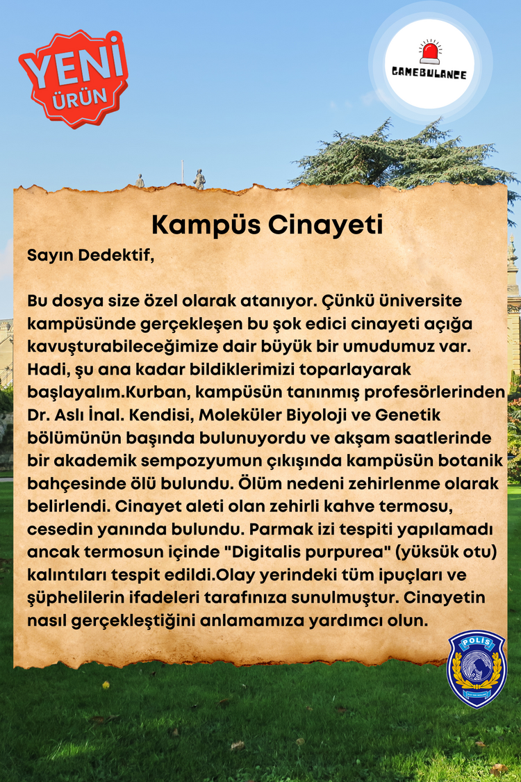 Anında Teslim (İndirilebilir)|Dijital Dedektif Oyunu Kampüs Cinayeti Davası PDF Versiyon