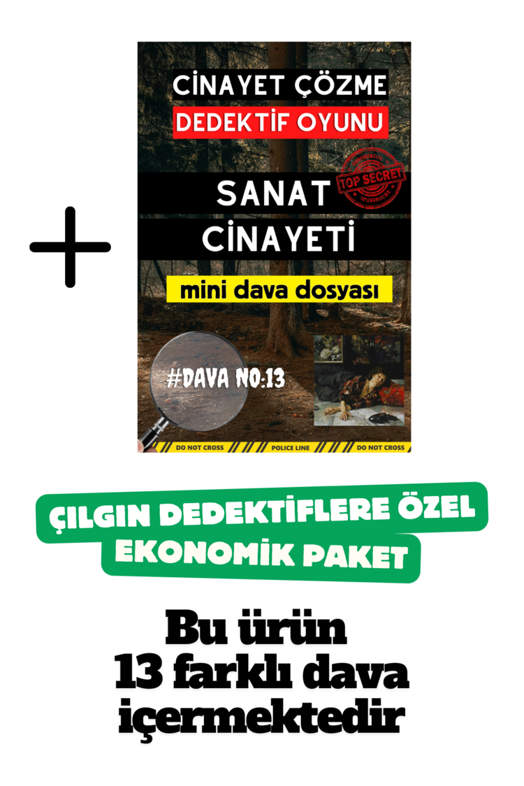 13'lü Paket Cinayet Çözme - Ekonomik Paket İndirilebilir Pdf Dedektif Oyunu