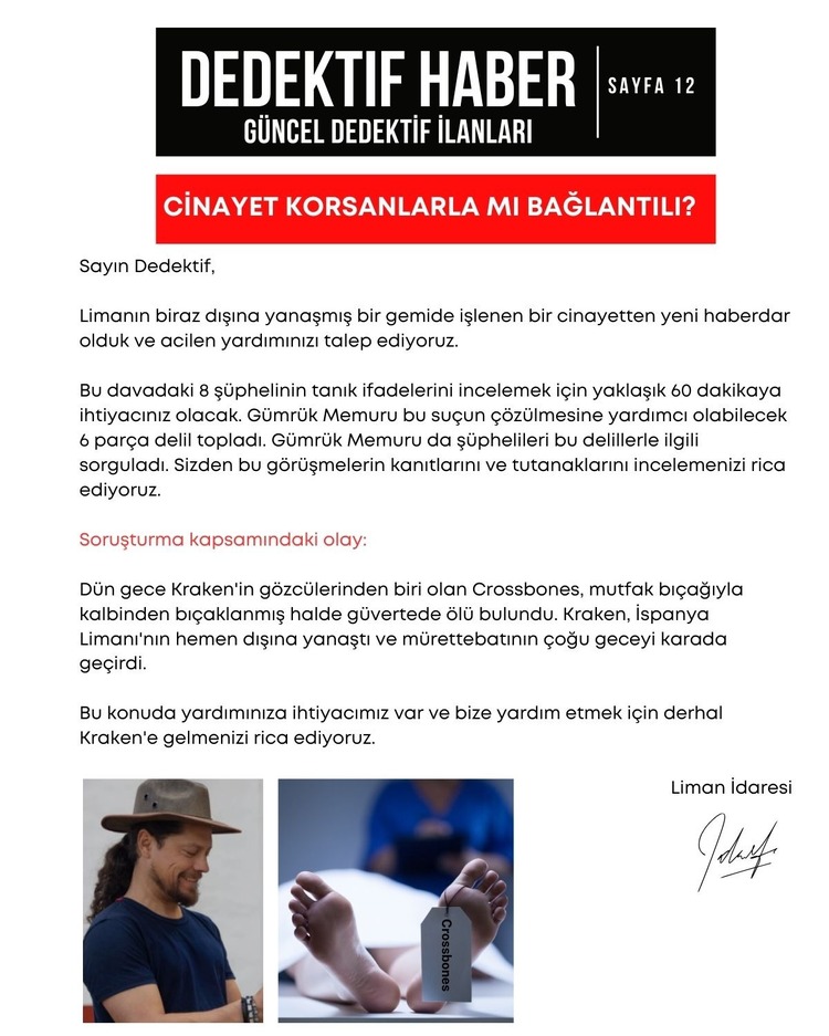 Anında Teslim (İndirilebilir) | Dijital Dedektif Oyunu Gemi Davası PDF Versiyon