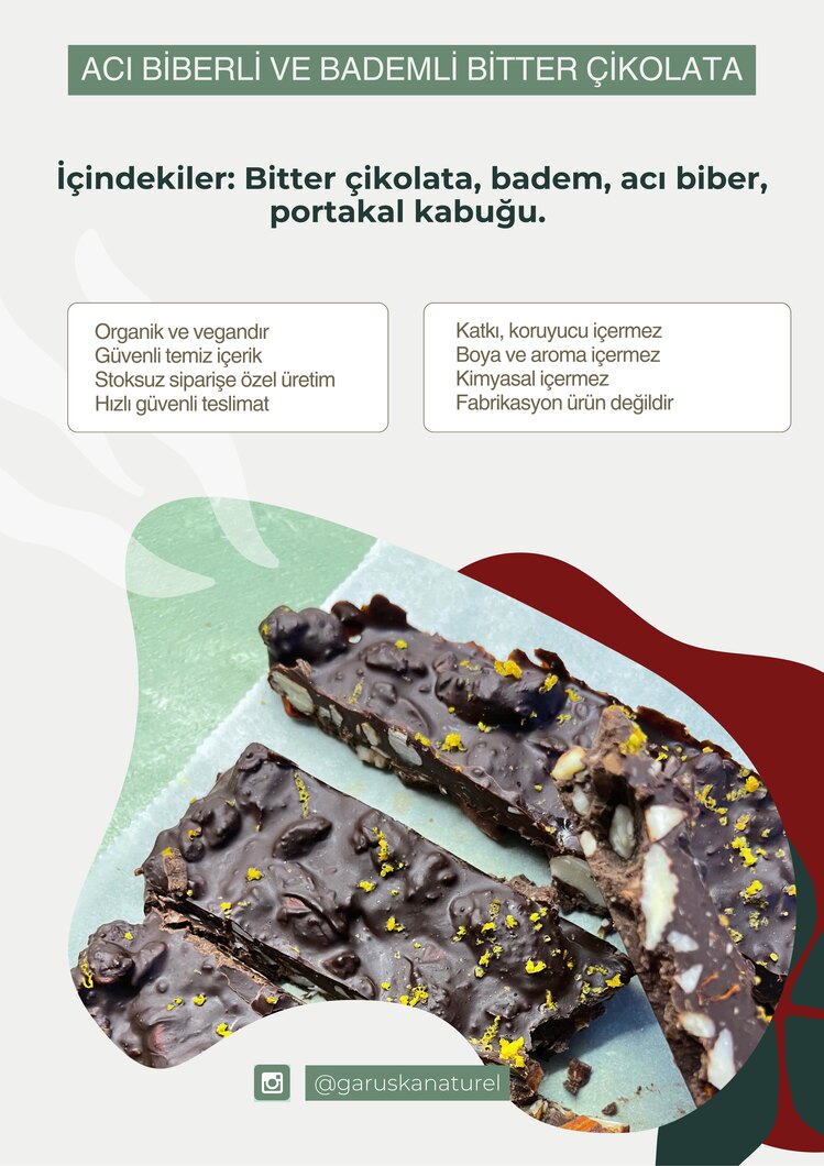 Acı Biberli Bademli Bitter Çikolata