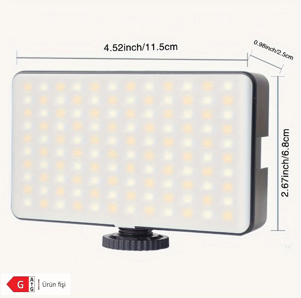 Taşınabilir RGB LED Video Işık Paneli – Tam Renkli, Şarjlı