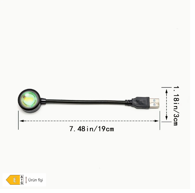 Gökkuşağı LED Gün Batımı Projektör Lambası USB Bağlantılı Ortam Işığı