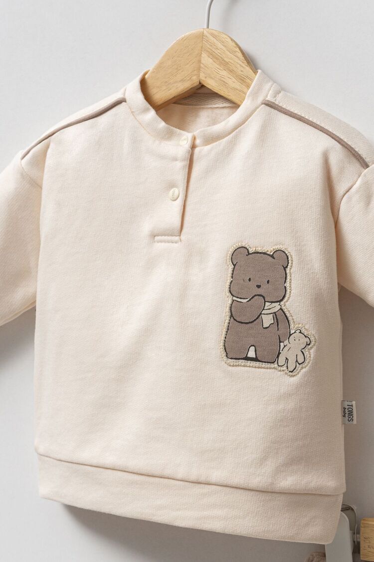 Erkek Bebek Grizly Bear 2'li Kadife Takım