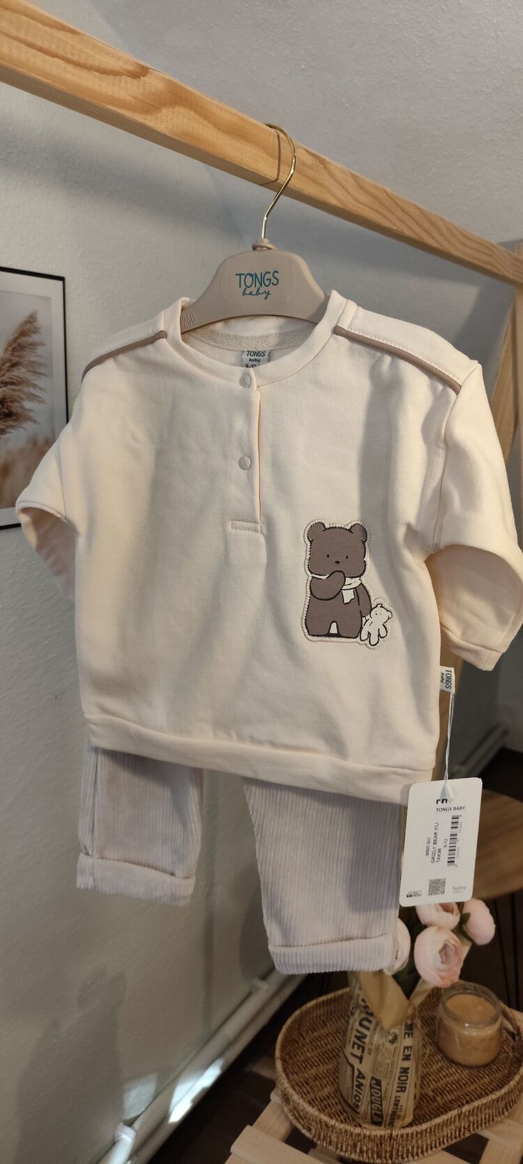 Erkek Bebek Grizly Bear 2'li Kadife Takım