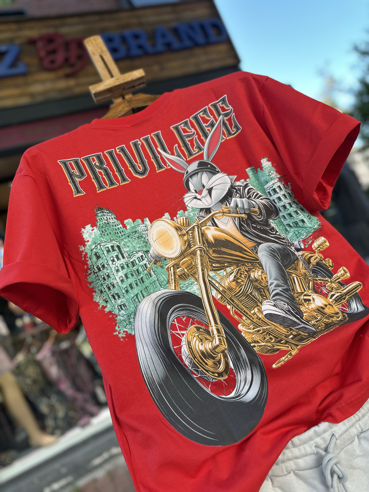 Phazz Brand Özel Tasarım: Biker Bunny T-Shirt (Red)
