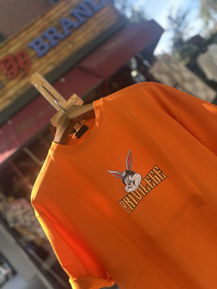 Phazz Brand Özel Tasarım: Biker Bunny T-Shirt (Orange)