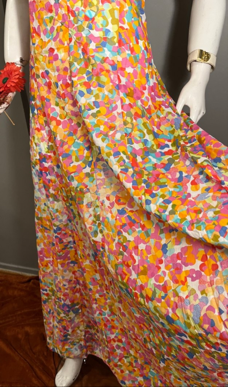 Bağcıklı Strappy Detaylı Tie-Dye Desenli Bohem Elbise