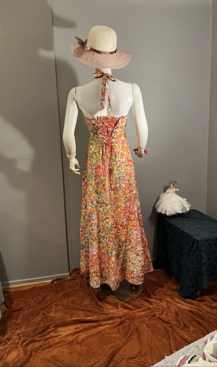 Bağcıklı Strappy Detaylı Tie-Dye Desenli Bohem Elbise