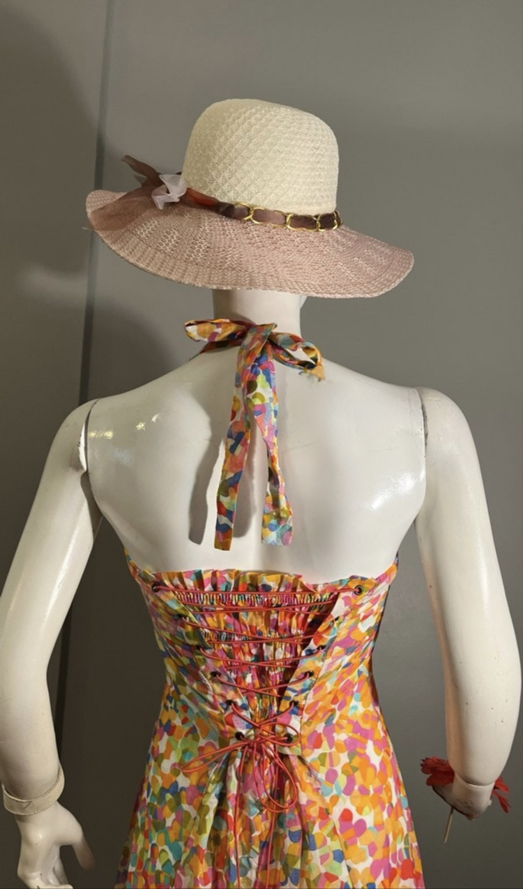 Bağcıklı Strappy Detaylı Tie-Dye Desenli Bohem Elbise